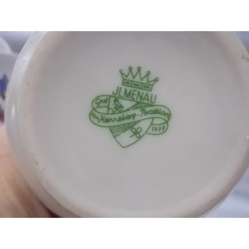 Vintage JLmenau Graf von Henneberg Porcelain Coffee Pot Creamer Cycling Set